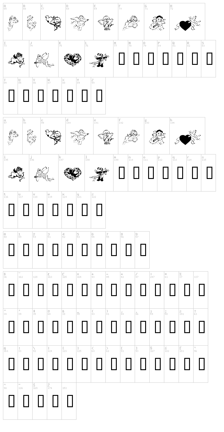 KR Cupids 2003 font map
